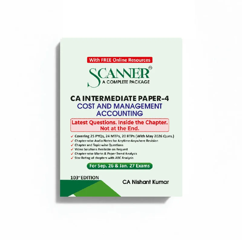 CA Inter Paper - 4 Cost and Management Accounting For Sep.26 & Jan .27 Exams