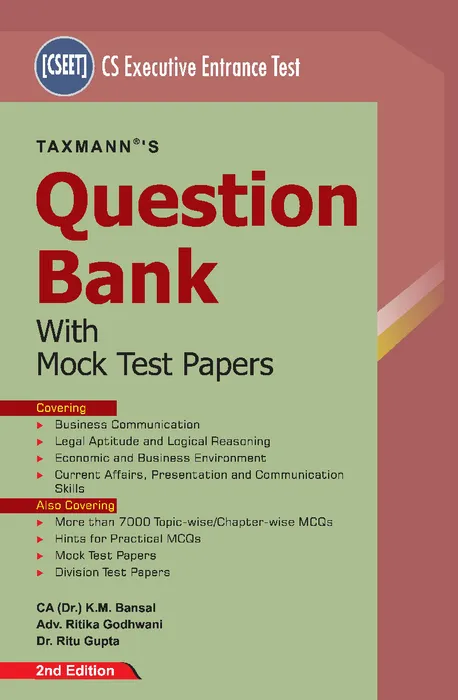 Question Bank with Mock Test Papers | CS Executive Entrance Test (CSEET) | Virtual Book