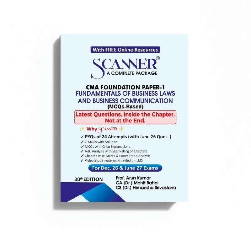 CMA Foundation Paper - 1 Fundamentals of Business Laws and Business Communication For Dec. 2026 , Jun. 27 Exams