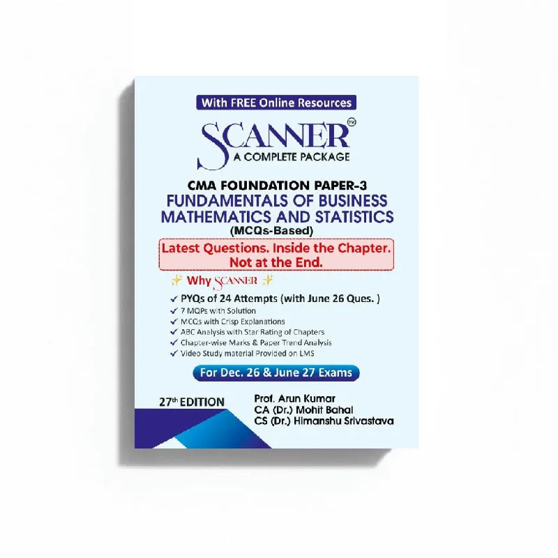 CMA Foundation Paper - 3 Fundamentals of Business Mathematics and Statistics For Dec. 26, June 27
