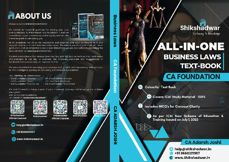 CA Foundation - Business Laws Text Books for Sept 25 by CA Adarsh Joshi sir