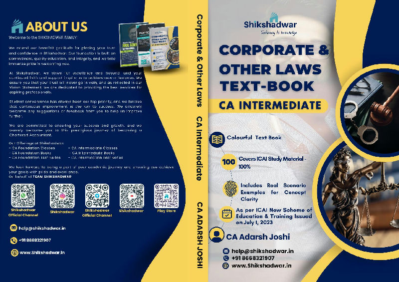 CA Inter Corporate and Other Laws Text Book for Jan 26 (Old Edition) by CA Adarsh Joshi sir