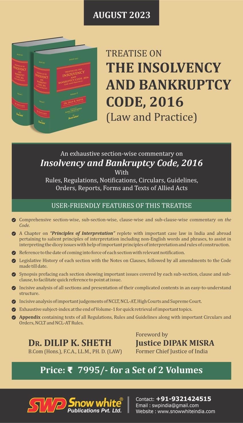 Treatise on the Insolvency and Bankruptcy Code, 2013 (Law and Practice) - August 2023 Edition with Rules, Regulations, Notifications, Circulars, Guidelines, Orders & Allied Acts in 2 Volumes — image 3