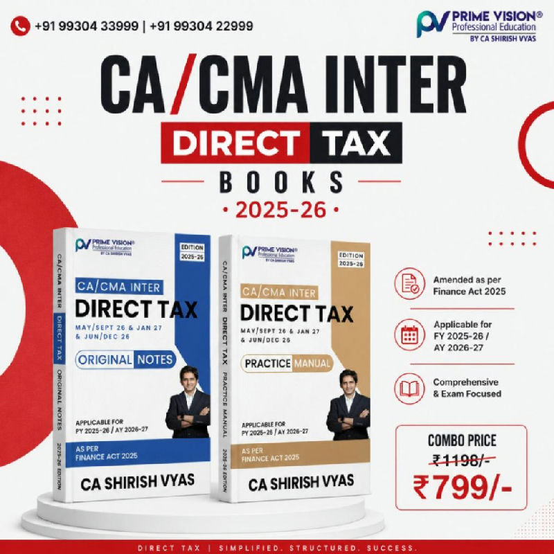 CA/ CMA INTER DIRECT TAX Original Notes (Concept Book) & Practice Manual (Question Bank) Sept 26 / Jan 27 & Dec 26