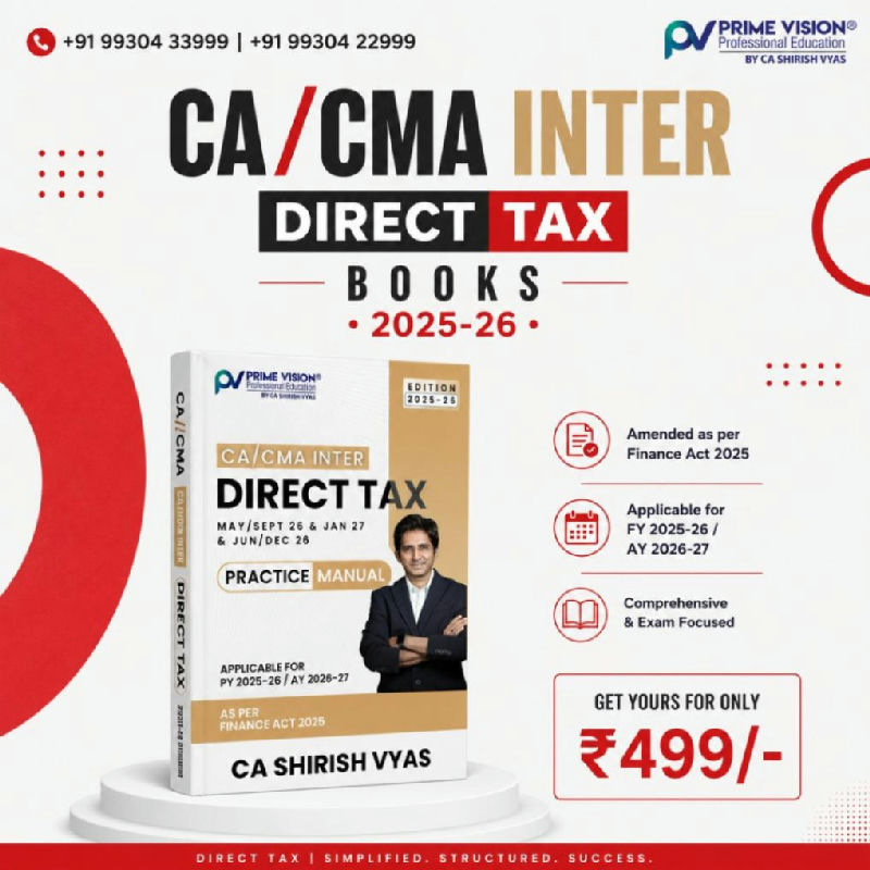 CA/ CMA INTER DIRECT TAX Practice Manual (Question Bank) Sept 26 / Jan 27 & Dec 26