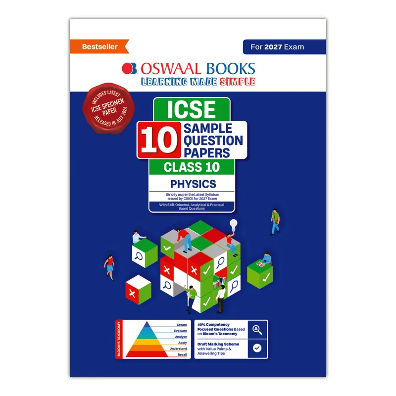 ICSE | 10 Sample Question Papers | Class 10 | Physics (For 2027 Exam) | Includes – Board Paper 2026 & Specimen 2027 | With On Tips Notes, Mind Maps & Oswaal AI