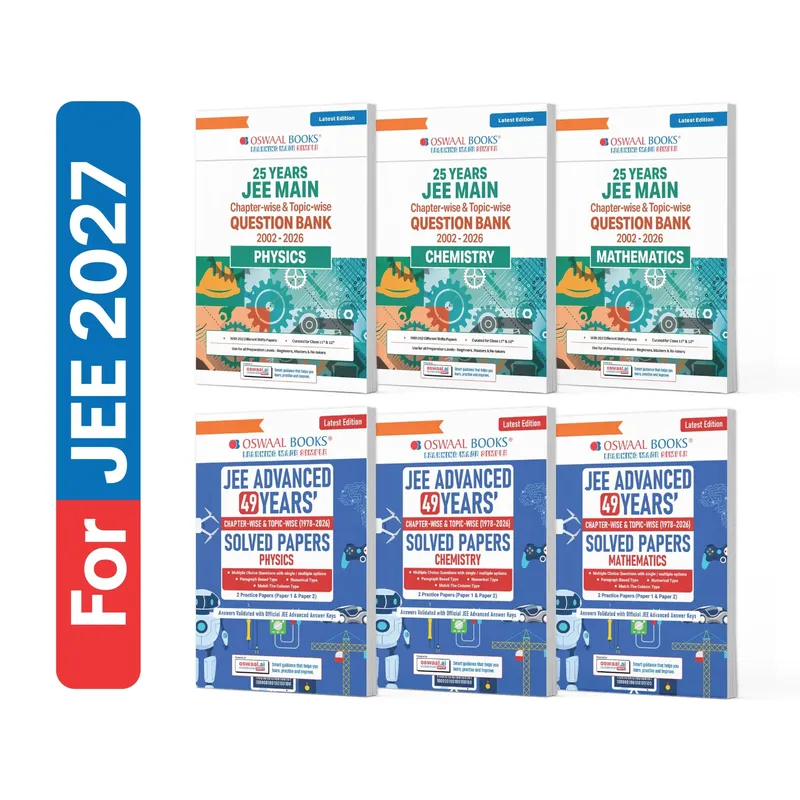 JEE Main 25 Years'(2002-2026) & Advanced 49 Years' (1978-2026) | Chapter-wise & Topic-wise Question Bank: Physics, Chemistry & Mathematics (Set of 6 Books) | For 2027 Exams