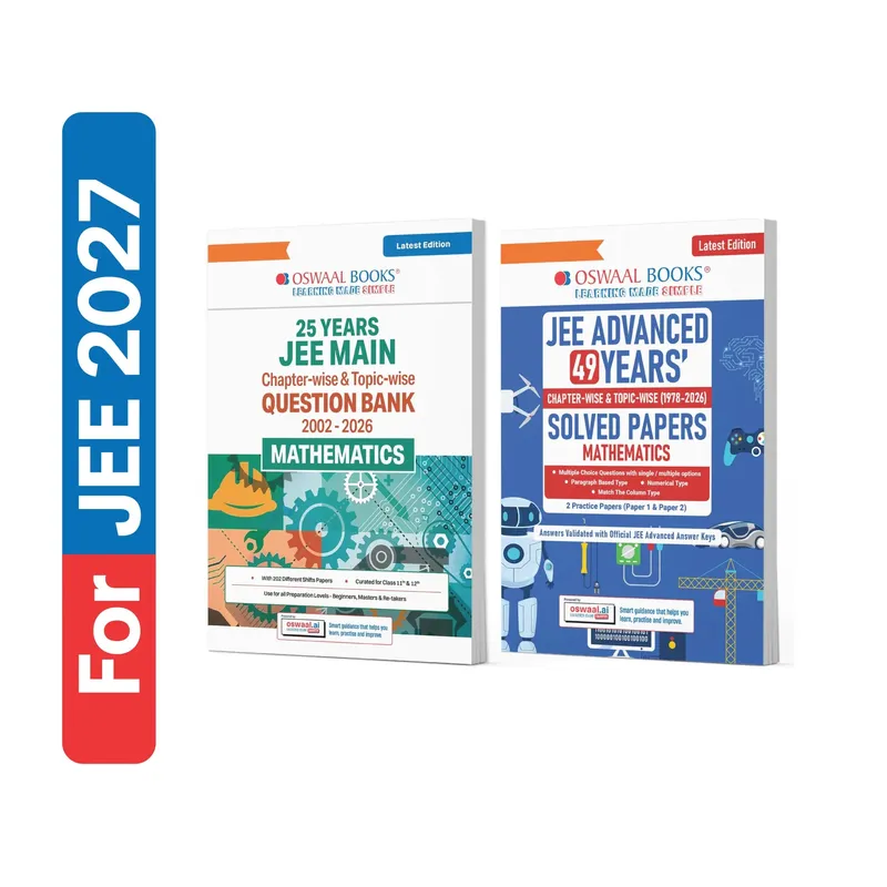 JEE Main 25 Years'(2002-2026) & Advanced 49 Years' (1978-2026) | Chapter-wise & Topic-wise Question Bank: Mathematics (Set of 2 Books) | For 2027 Exams