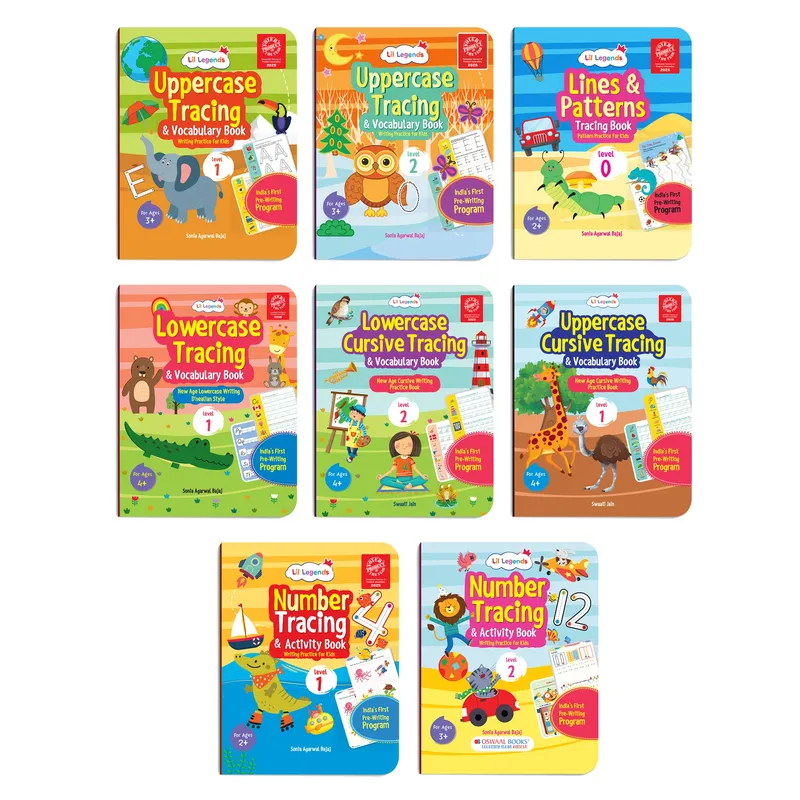Lil Legends Complete Handwriting Journey | 8 Books | Lines and Patterns to Cursive | Uppercase, Lowercase and Number Tracing | India's First Pre-Writing Programme | Age 2+