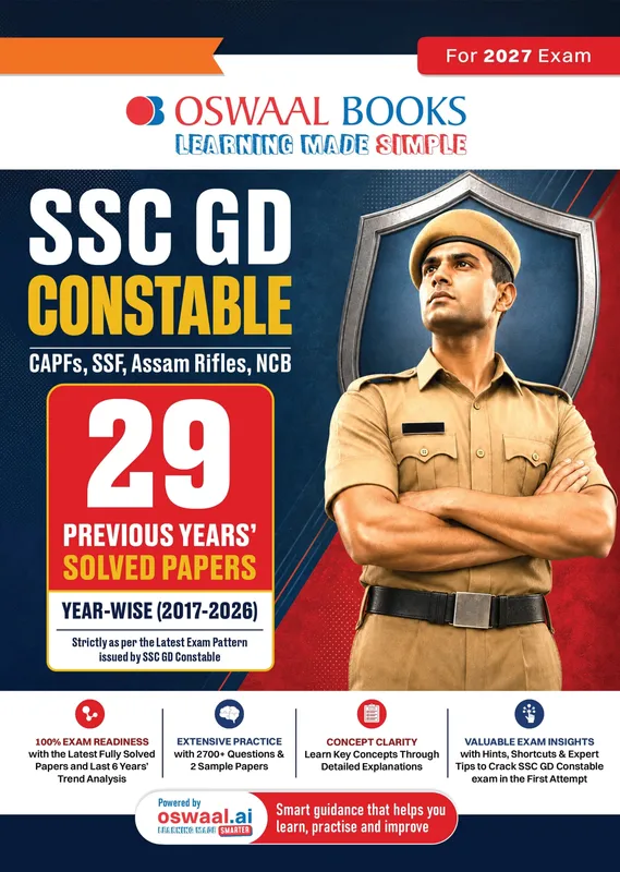 SSC GD Constable 29 Previous Years' Solved Papers | CAPFs, SSF, Assam Rifles, NCB Year-wise 2017-2026 | Latest 2026 Solved Papers | For 2027 Exam | Oswaal AI