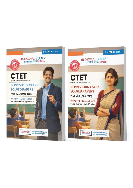 Oswaal CTET 19 Previous Years Solved Papers 2013-2025 | Paper 1(Classes 1-5) & Paper 2(Classes 6-8) | English Medium | CPD, Maths, Social Science, EVS, English & Hindi | Includes Feb 2026 Solved Paper