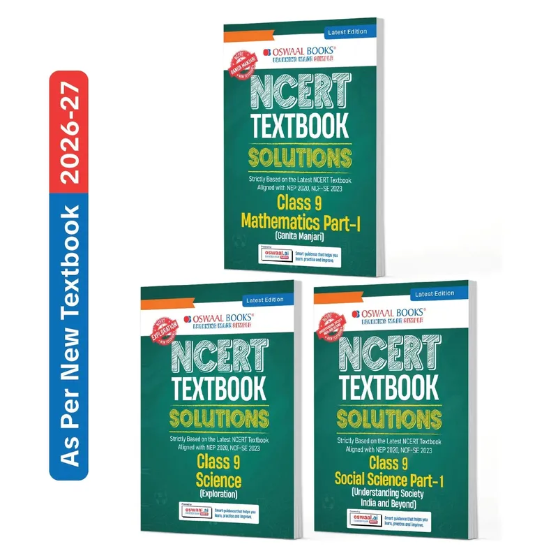 CBSE NCERT Class 9 Textbook Solutions Mathematics Part-1 (Ganita Manjari), Science (Exploration) & Social Science (Latest NCERT) Set of 3 Books | Revision Notes, Mind Maps, Solved Intext