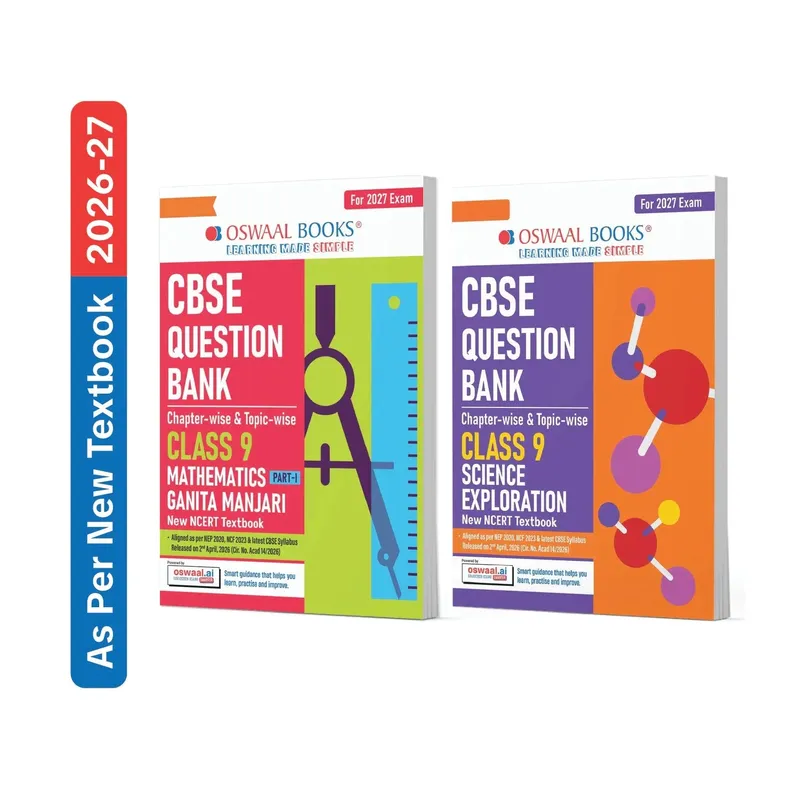 Oswaal CBSE Mathematics Part-1 (Ganita Manjari) & Science (Exploration) Question Bank Chapter-wise & Topic-wise Class 9 (Set of 2 Books) | Based on New NCERT | Includes Self-Assessment & Practice Papers