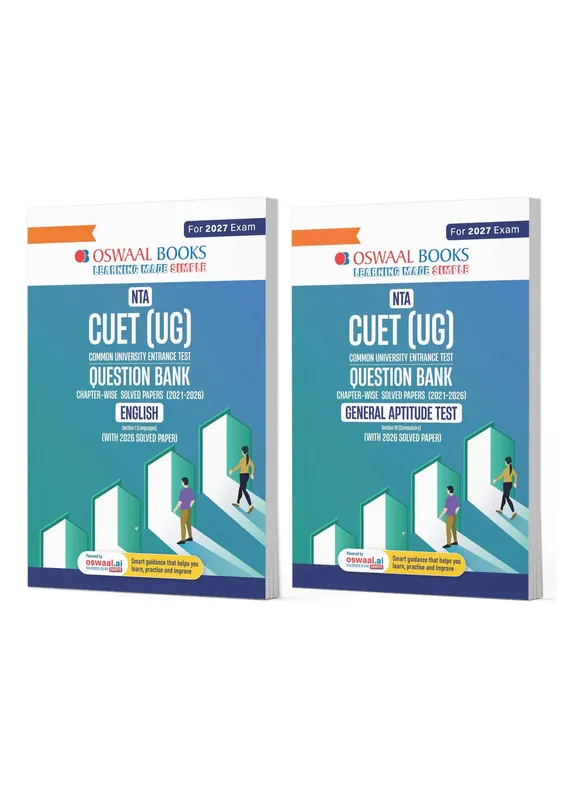 NTA CUET (UG) Chapter-wise Solved Papers Question Bank | English & General Aptitude Test | Set of 2 Books | With Solved Paper 2026 | For 2027 Exam | With Oswaal AI