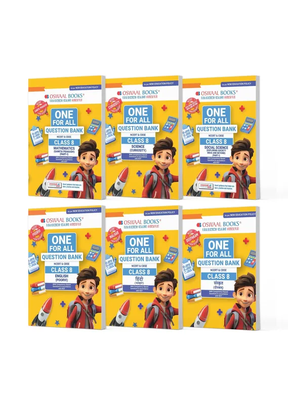 One For All Question Banks NCERT & CBSE Class 8 (Set of 6 Books) Mathematics, Science, Social Science, English, Hindi And Sanskrit (For Latest Exam)