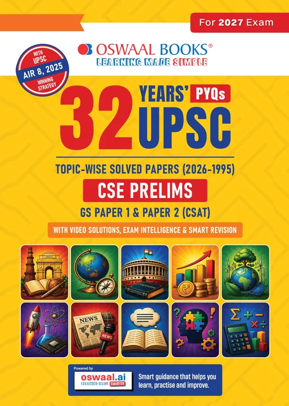 32 Years UPSC CSE Prelims Topic-wise Solved Papers 2026-1995 | Paper 1 & 2 | Exam Intelligence | Smart Revision | Video-Linked Solutions | 2027 Exam