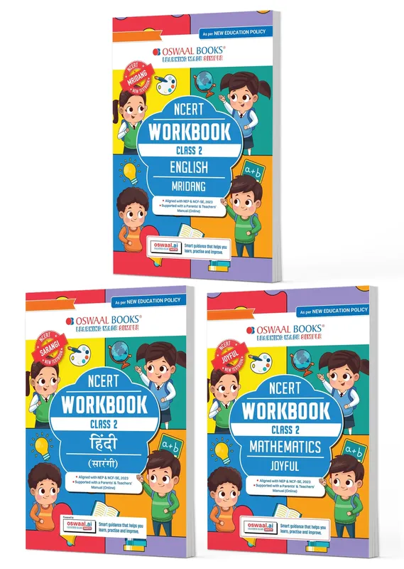 CBSE Class 2 NCERT Workbook Class 2 Hindi Saarangi, English Mridang and Mathematics Joyful (Set of 3 Books) (For Latest Exam)