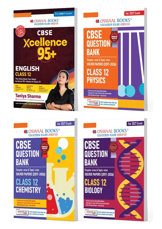 CBSE Xcellence 95+ Scorer Pack English By Taniya Sharma with Question Banks for Class 12 Physics, Chemistry & Biology | Practice Qs | Includes PYQs, Concept Clarity (Set of 4) (For 2027 Board Exam)