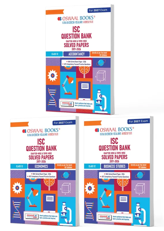 ISC Class 12 Question Banks Accountancy, Economics, Business Studies (Chapter-wise & Topic-wise) | Class 12 | Set of 3 Books | For 2027 Exam | With Oswaal AI