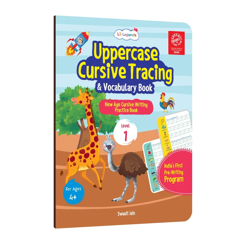 Lil Legends Uppercase Cursive Tracing & Vocabulary Workbook for Kids | Level 1 Handwriting Practice Book | Learn Letter Formation & Improve Writing Skills | Age 4+