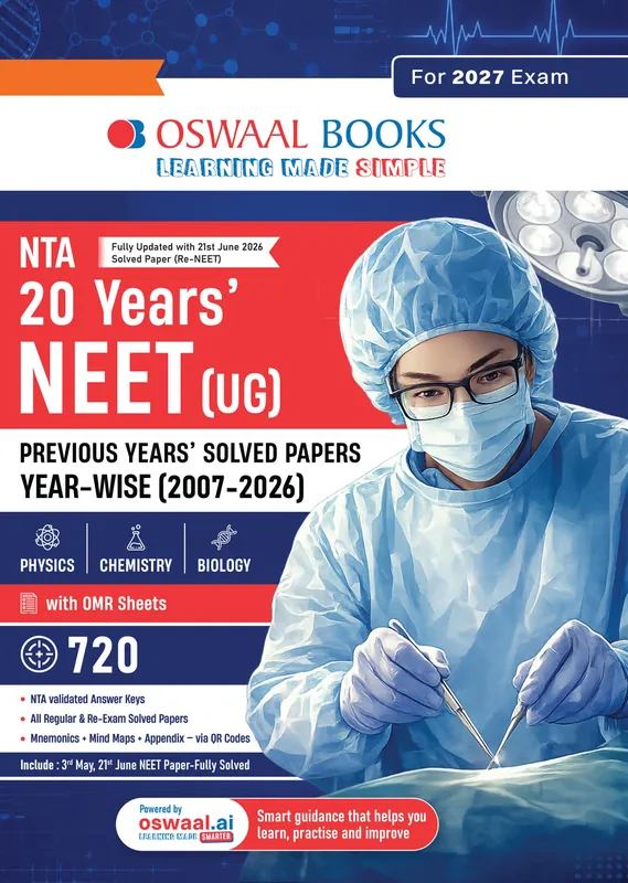 NTA NEET (UG) 20 Previous Years' Solved Papers | Year-wise (2007-2026) | Including all Re-exam papers | Physics | Chemistry | Biology | 3rd May 2026 Paper- Fully Solved | With Oswaal AI