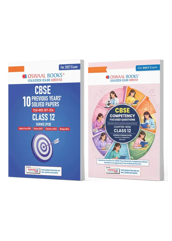 CBSE 10 Previous Years Solved Papers and Competency Focused Questions Chapter-wise Class 12 PCB (Set of 2)