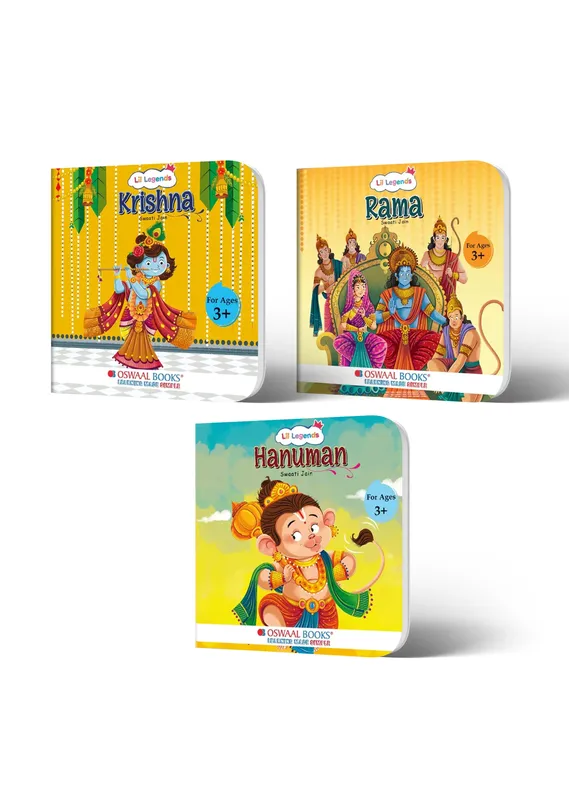 Lil Legends Mythological Tales Divine Stories Set of 3 Board Books for Kids Age 3+ Years - Lord Krishna, Lord Rama and Hanuman | Illustrated Hindu Mythology Stories for Children