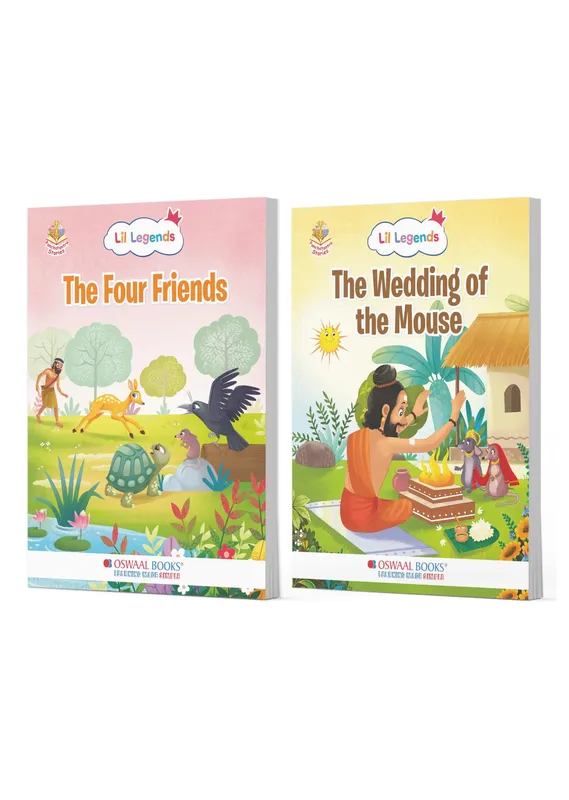 Lil Legends Panchatantra Friendship Tales Set of 2 Story Books for Kids Age 2+ Years - The Four Friends and The Wedding of the Mouse | Illustrated Stories for Teamwork and Loyalty