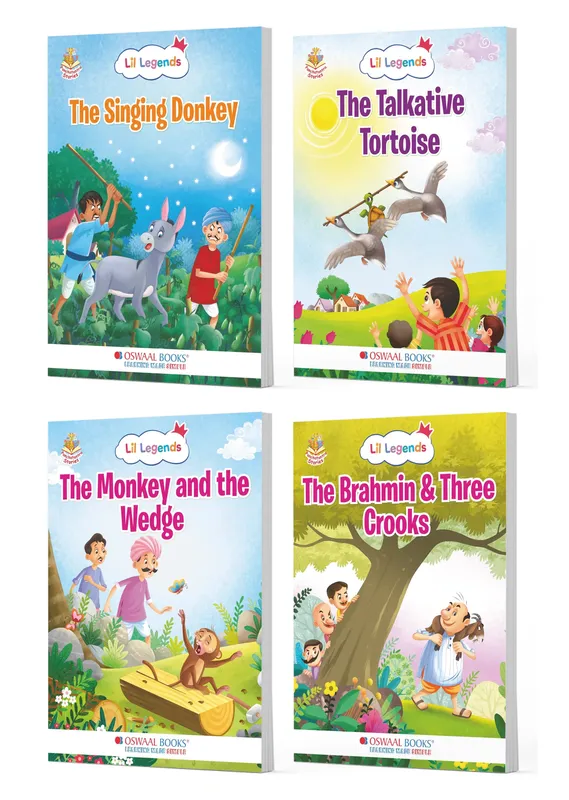 Lil Legends Panchatantra Life Lessons Set of 4 Story Books for Kids Age 2+ Years - The Singing Donkey, The Talkative Tortoise and More | Illustrated Stories for Moral Values