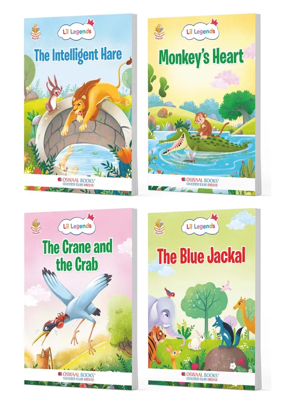 Lil Legends Panchatantra Wisdom Tales Set of 4 Story Books for Kids Age 2+ Years - The Intelligent Hare, Monkey's Heart, The Blue Jackal and More | Illustrated Stories for Moral Values