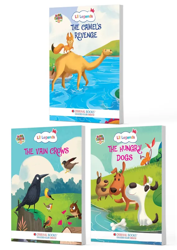 Lil Legends Moral Stories Animal Tales Set of 3 Story Books for Kids Age 2-5 Years - The Camel's Revenge, The Vain Crows and The Hungry Dogs | Illustrated Bedtime Stories for Moral Values