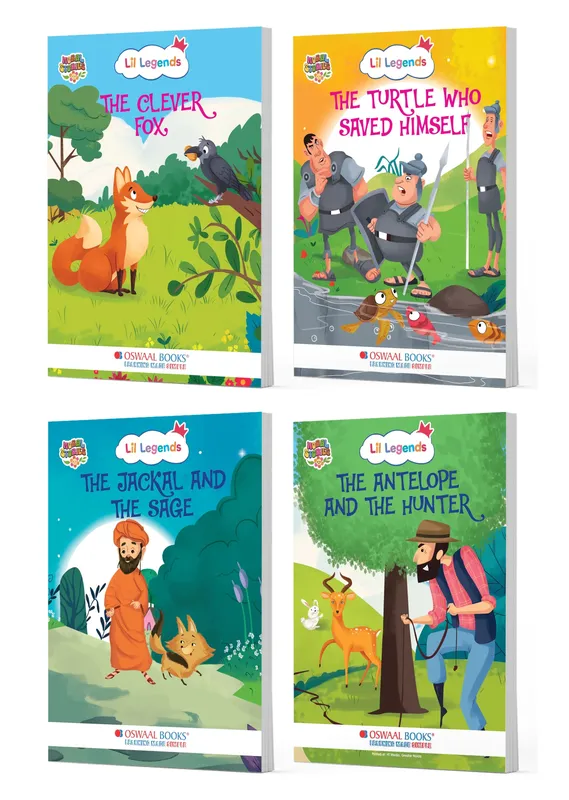 Lil Legends Moral Stories Animal Wisdom Tales Set of 4 Story Books for Kids Age 2-5 Years - The Clever Fox, The Jackal and the Sage and More | Illustrated Bedtime Stories for Moral Values