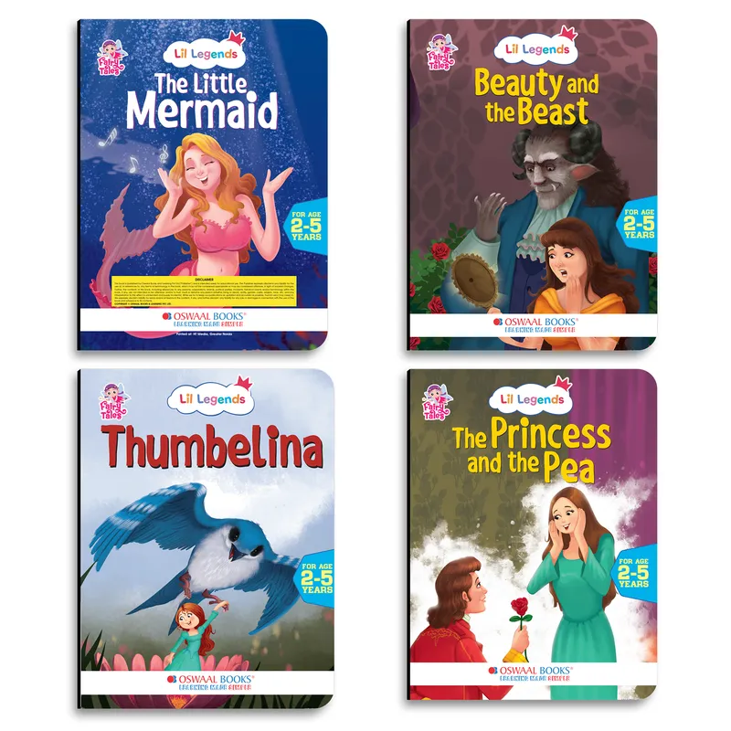 Lil Legends Fairy Tales Favourites Set of 4 Story Books for Kids Age 2-5 Years - Beauty and the Beast, Little Mermaid, The Princess and the Pea and Thumbelina | Illustrated Bedtime Stories