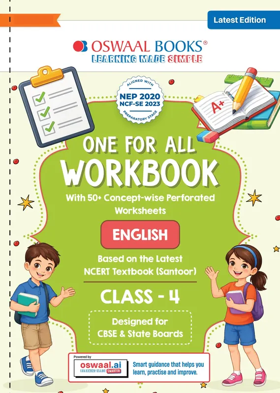 One for All Workbook Class 4 English | 50+ Concept-wise Perforated Worksheets | Based on NCERT Santoor | NEP 2020 & NCF 2023 Aligned | For CBSE & State Boards | Builds Concept Clarity & Scientific Skills