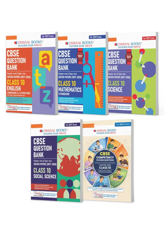 CBSE Question Banks + Competency Focused Questions English, Maths Standard, Science, Social Science For Class 10 | Chapter-wise & Topic-wise Solved Papers (Set of 5) For 2027 Board Exams