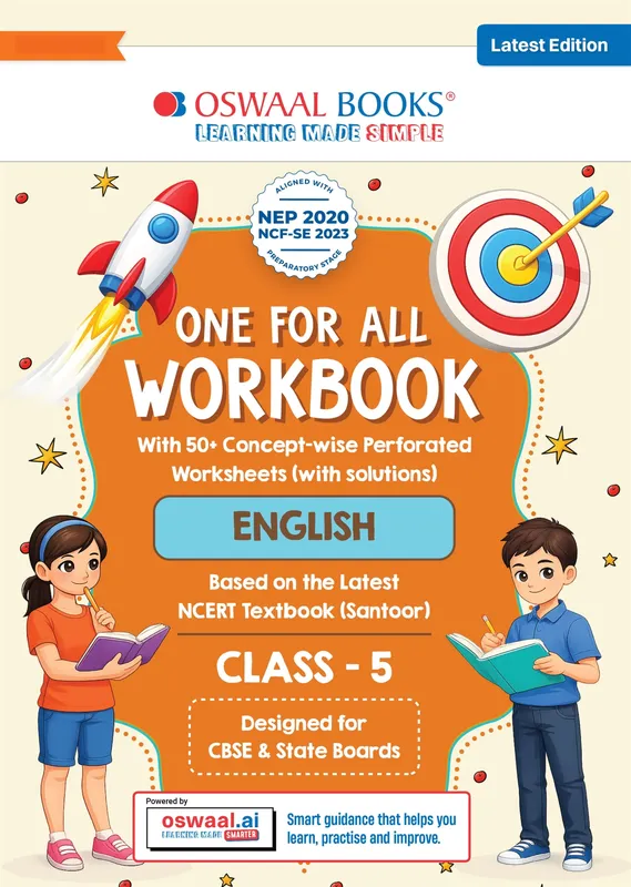 One for All Workbook Class 5 English | 50+ Concept-wise Perforated Worksheets | Based on NCERT Santoor | NEP 2020 & NCF 2023 Aligned | For CBSE & State Boards | Builds Concept Clarity & Scientific Skills