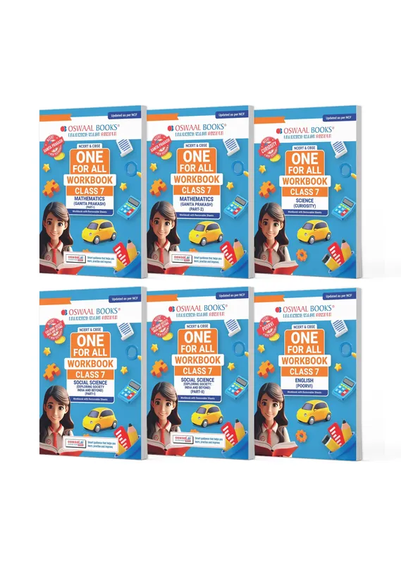 NCERT & CBSE One For All Workbook For Class 7 | Mathematics Part-1 & Part-2 | Science | Social Science Part-1 & Part-2 | English | Updated As Per NCF | MCQ's | VSA | SA | LA | Set of 6 Books | For Latest Exam