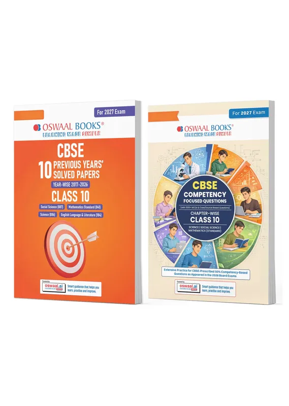 CBSE 10 Years' Solved Papers and Competency Focused Questions Chapter-wise Class 10 (Set of 2) English, Maths, Science, Social Science