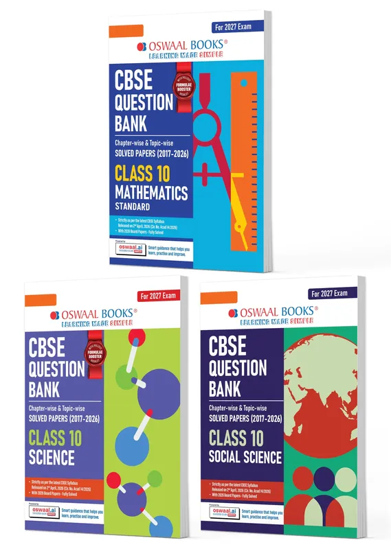 CBSE Question Bank Maths Standard, Science & Social Science (Set of 3 Books) For Class 10 Chapter-wise and Topic-wise SOLVED PAPERS With Mind Maps & Revision Notes For 2027 Exam