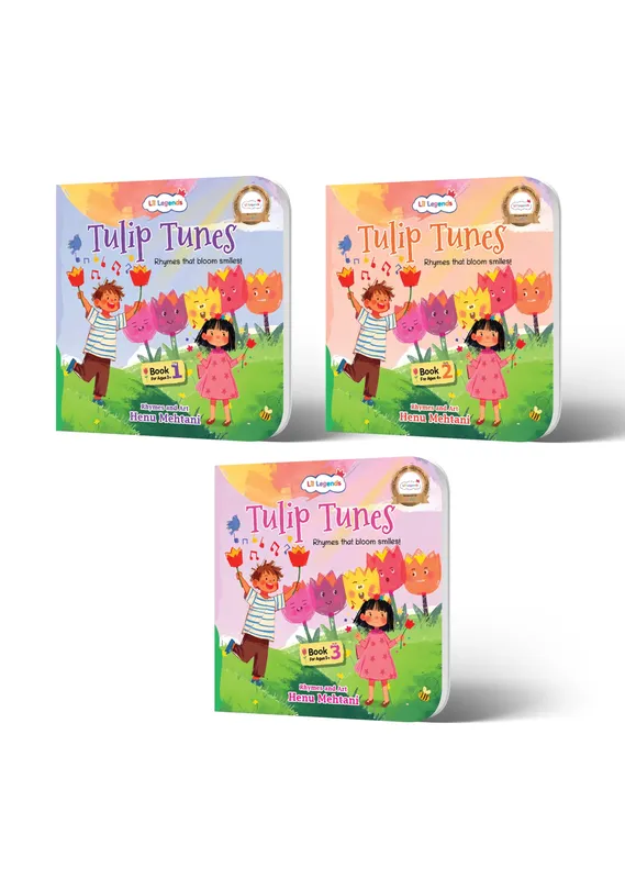 Lil Legends Tulip Tunes, Rhymes That Bloom Smiles Book 1, 2 and 3 | Set of 3 Poem Books for Kids | Phonemic Awareness, Reading Readiness and Fun Activities | For Age 3+