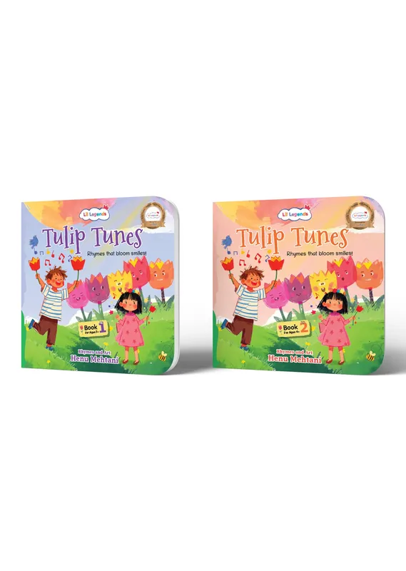 Lil Legends Tulip Tunes, Rhymes That Bloom Smiles Book 1 and 2 | Set of 2 Poem Books for Kids | Phonemic Awareness, Reading Readiness and Fun Activities | For Age 3+