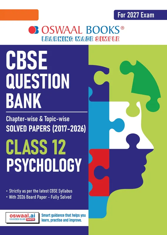 CBSE Class 12 Psychology Question Bank | Chapter & Topic-wise Solved Papers (2017-2026) | Based on Latest Syllabus (April 2026) | Includes 2026 Papers | For 2027 Exam