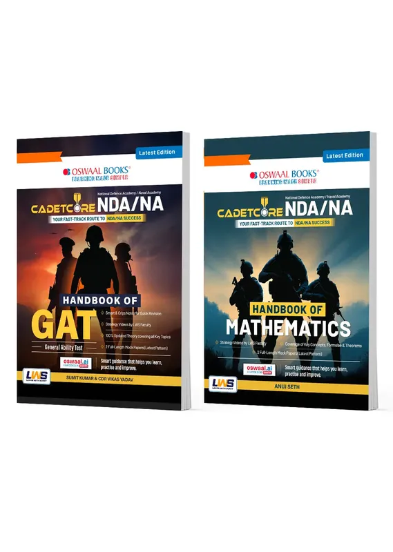CadetCore NDA/NA GAT & Mathematics Handbook Set of 2 English Medium | Complete Syllabus Revision Notes + 2 Full-Length Mock Tests | Quick Revision for NDA/NA | For 2026-27 Exams
