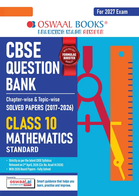 CBSE Class 10 Mathematics (Standard) Question Bank | Chapter & Topic-wise Solved Papers (2017-2026) | Based on Latest Syllabus (April 2026) | Includes 2026 Papers | For 2027 Exam