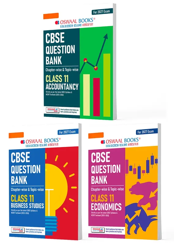 CBSE Question Bank (Set of 3 Books) Accountancy, Economics and Business Studies Chapter-wise & Topic-wise Class 11 For 2027 Exam with Competency Based Questions & Comprehensive NCERT coverage