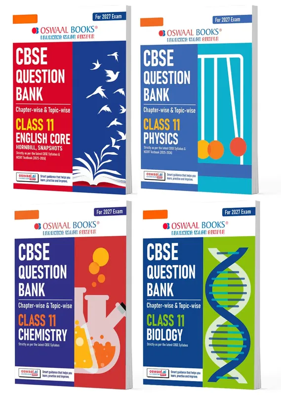 CBSE Question Bank (Set of 4 Books) English Core, Physics, Chemistry and Biology Chapter-wise & Topic-wise Class 11 For 2027 Exam with Competency Based Questions & Comprehensive NCERT coverage