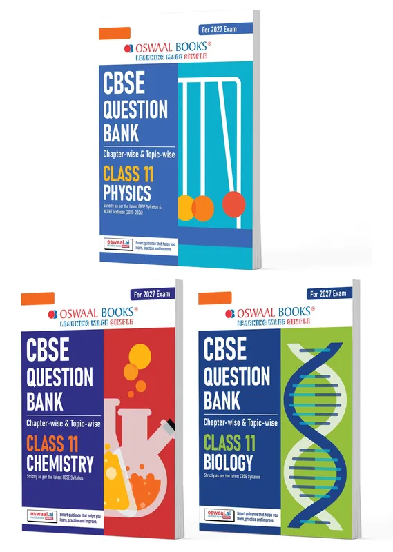 CBSE Question Bank (Set of 3 Books) Physics, Chemistry and Biology Chapter-wise & Topic-wise Class 11 For 2027 Exam with Competency Based Questions & Comprehensive NCERT coverage