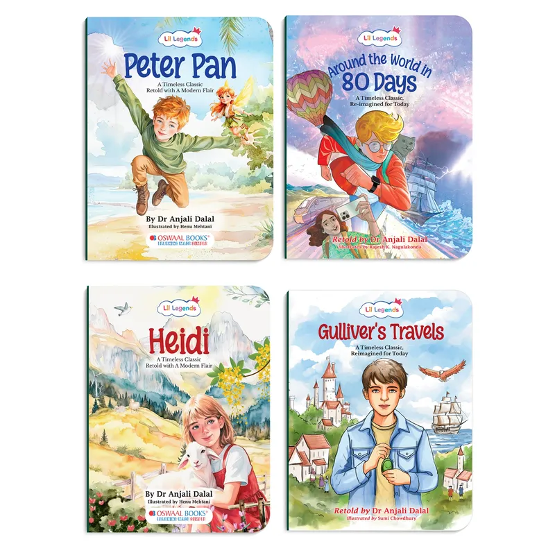 Lil Legends Timeless Classics Re-Imagined for Today | Set of 4 Story Books | Heidi, Peter Pan, Gulliver's Travels and More | Vocabulary, Imagination and Values Booster Stories | For Age 7+