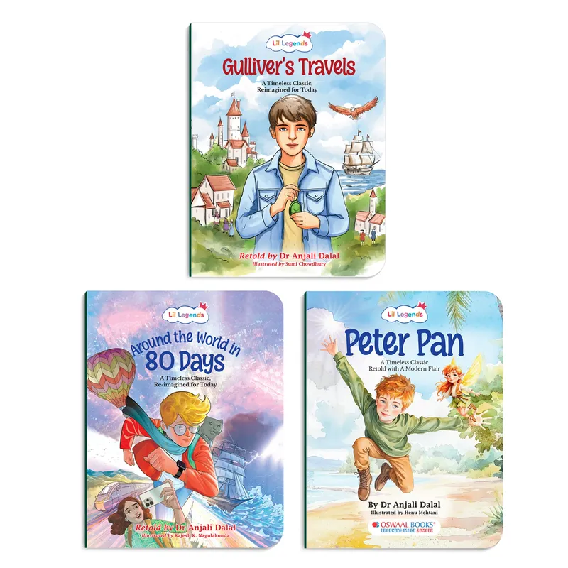 Lil Legends Timeless Classics Re-Imagined for Today | Set of 3 Books | Peter Pan, Gulliver's Travels and More | Vocabulary, Imagination and Value Booster Stories | For Age 7+
