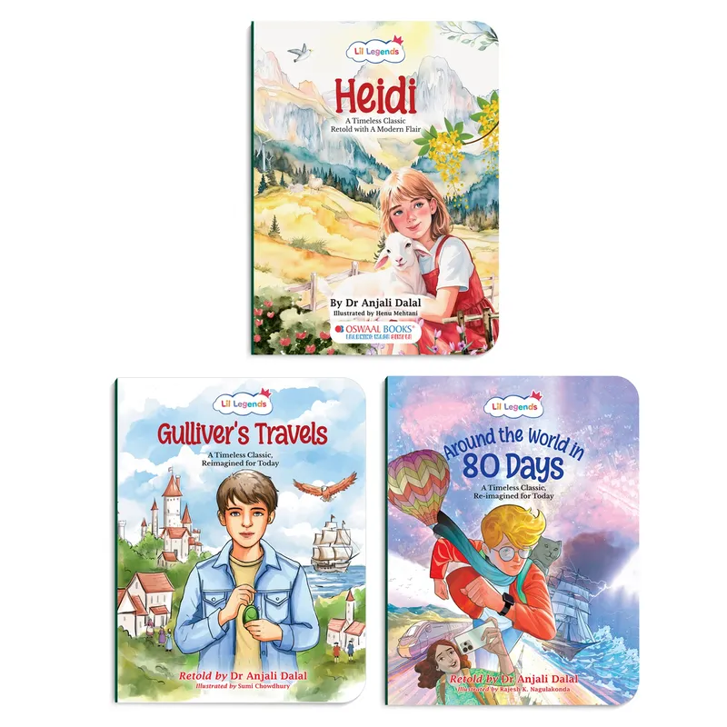 Lil Legends Timeless Classics Re-Imagined for Today | Set of 3 Story Books | Heidi, Gulliver's Travels and More | Vocabulary, Imagination and Value Booster Stories | For Age 7+